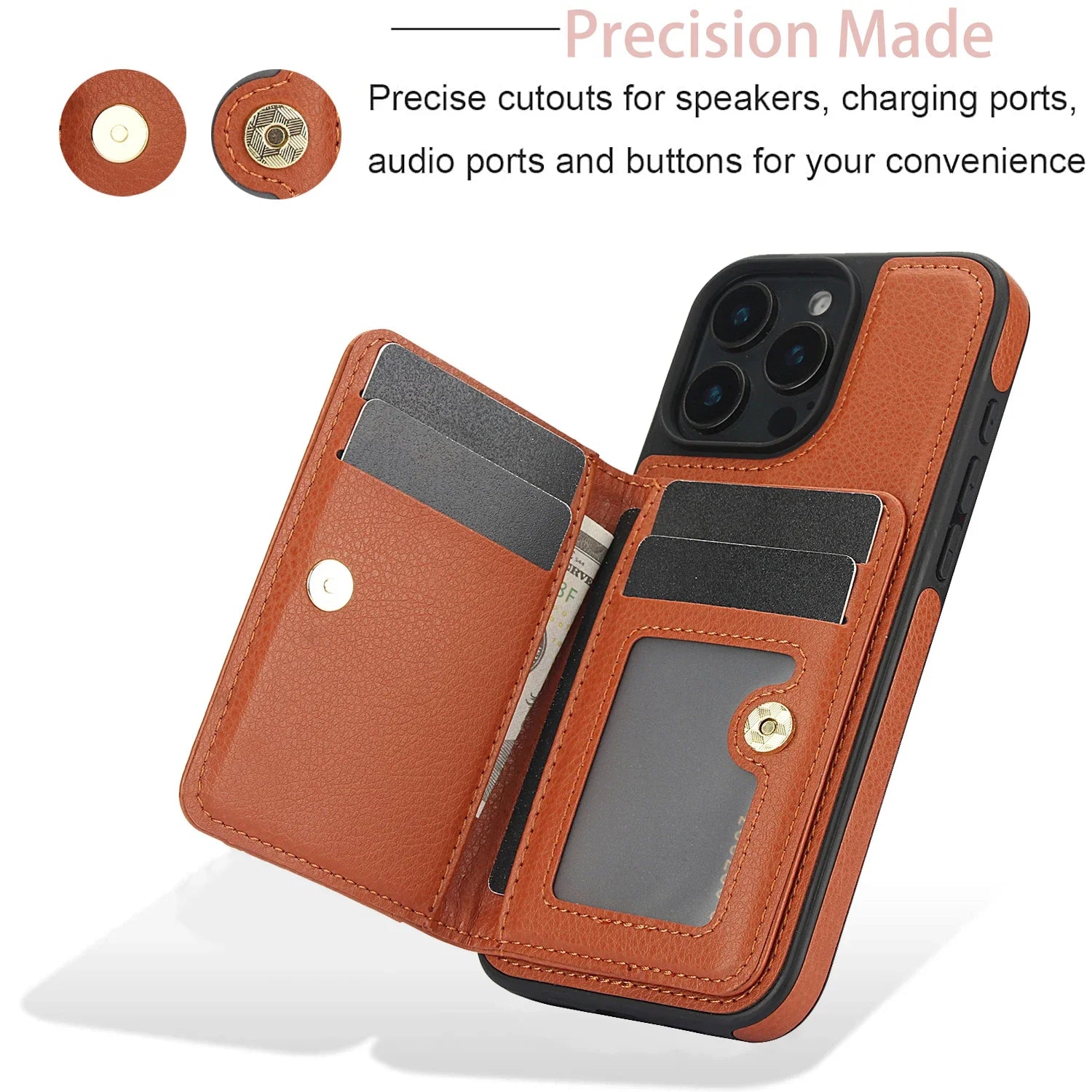 Premium Leather Card Wallet Case for iPhone 16 Series