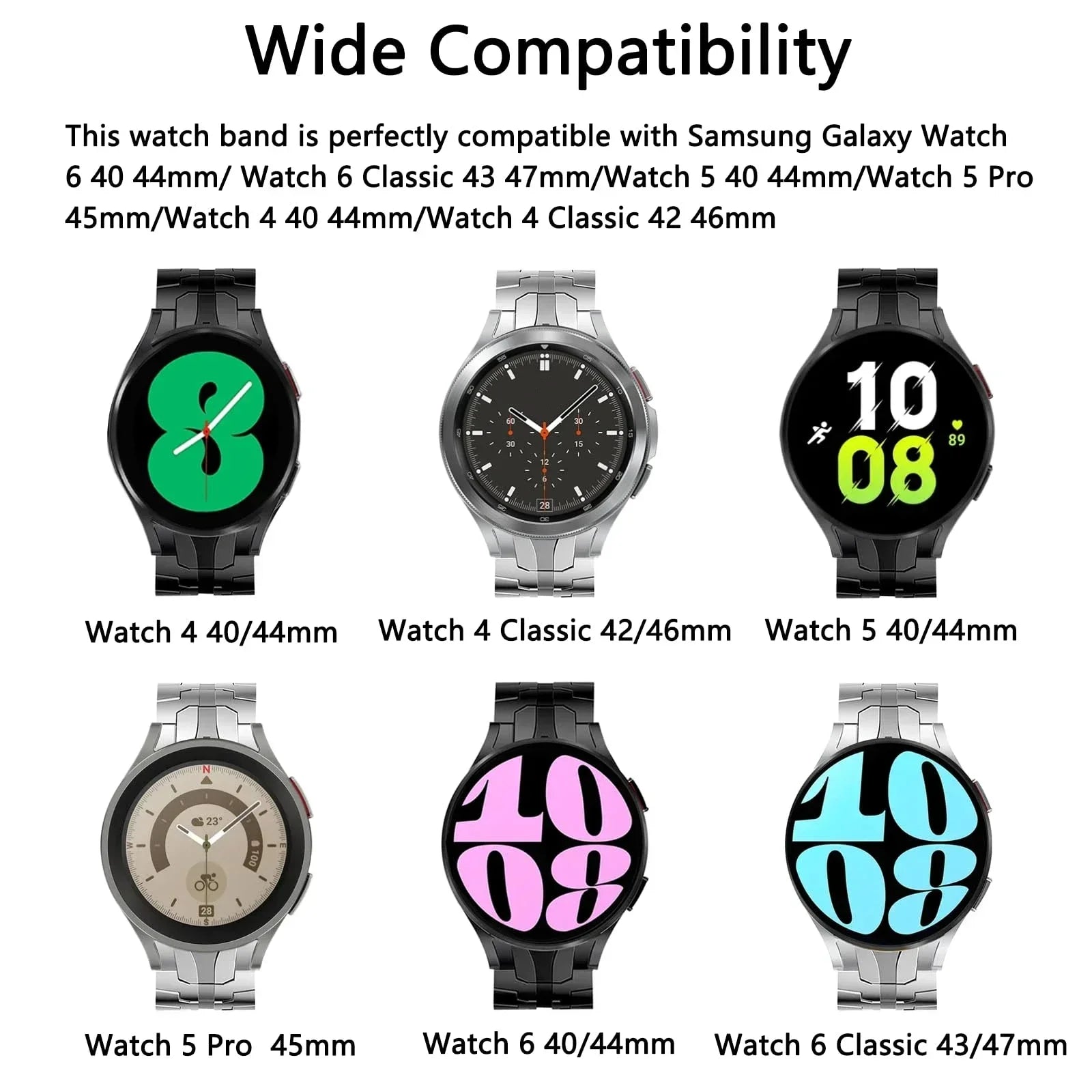 Stainless Steel Strap for Samsung Galaxy Watch 6 and Galaxy Watch 6 Classic