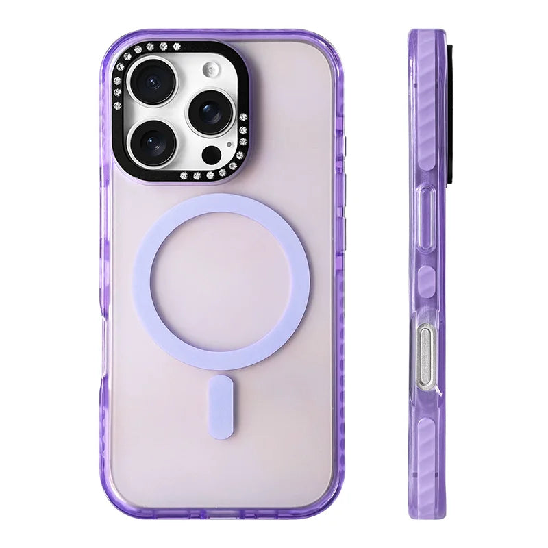 Protective MagSafe Case with Luxury Diamond Lens Cover for iPhone 16 Series