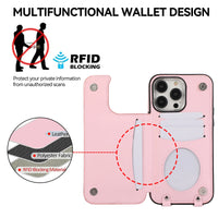 Crossbody Wallet RFID Leather Case with Ring Holder and Card Slot for iPhone 15 Series