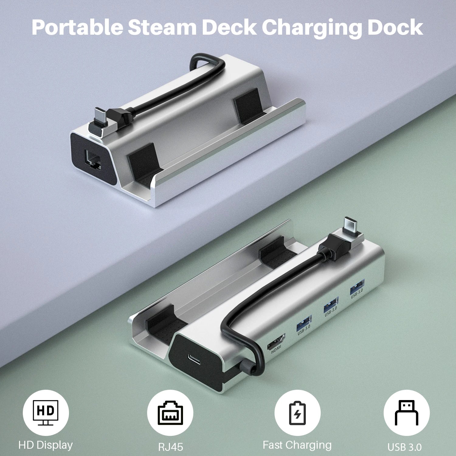 Aluminum 6-in-1 Hub Docking Station for Steam Deck