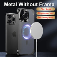 Magnetic Metal Rimless Phone Case for iPhone 15 Series – Sleek Protection