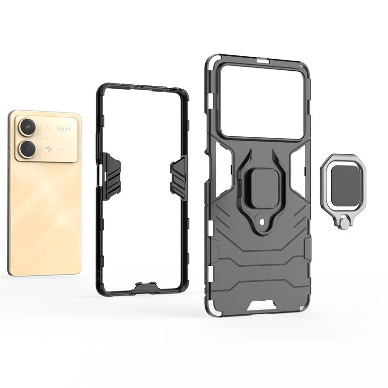 Ring Holder Armor Bumper Protective Phone Case Cover for Xiaomi Poco X6 Series
