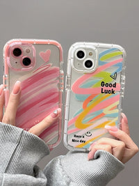 Candy Art Line Graffiti Luminous Shockproof Silicone Case for iPhone 15 Series