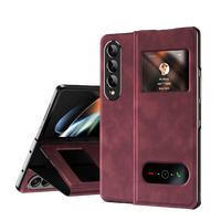 Nappa Stripe and Lychee Pattern Case for Samsung Galaxy Z Fold 4