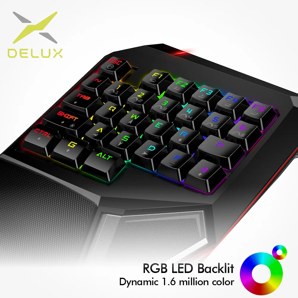 Delux T9 Plus Single-handed Mechanical Gaming Keyboard