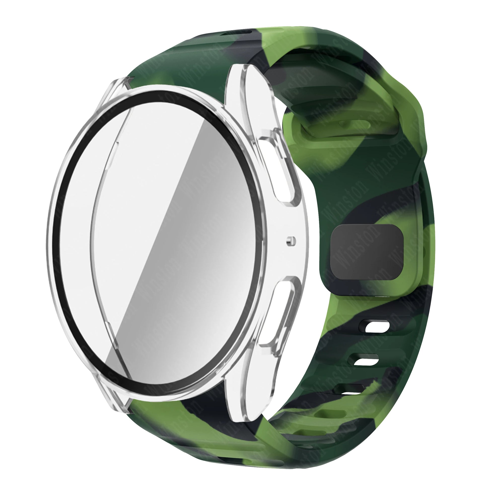 Samsung Galaxy Watch 7 Tempered Glass Case + Silicone Strap Band