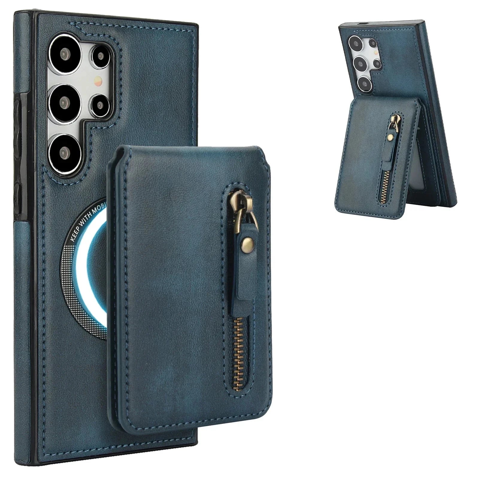 Samsung Galaxy S24 Series Leather Case with Magnetic Removable Card Holder