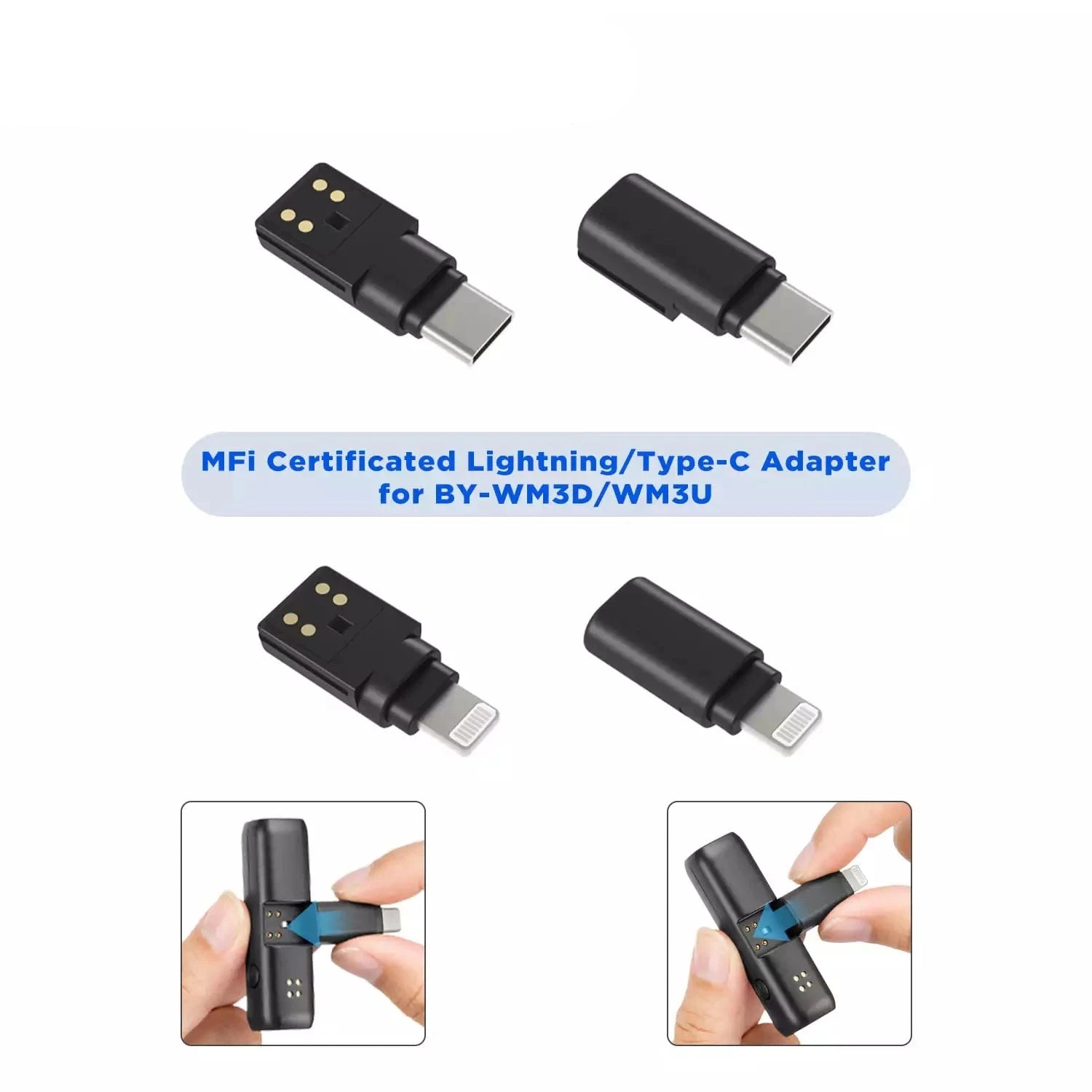 BOYA MFI Certified Lightning to Type-C Adapter for BY-WM3D/WM3U Wireless Microphone