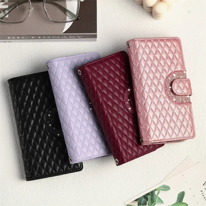 Zipper Wallet Flip Leather Phone Case with Long Lanyard for iPhone 14 Series