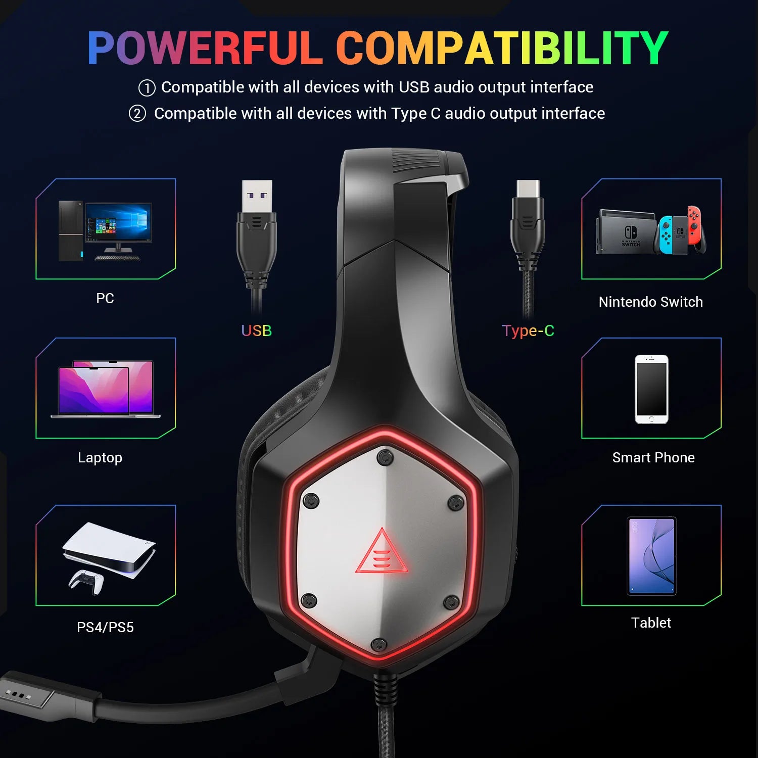 EKSA-E1000 V2 7.1 Surround RGB PC Gaming Headset