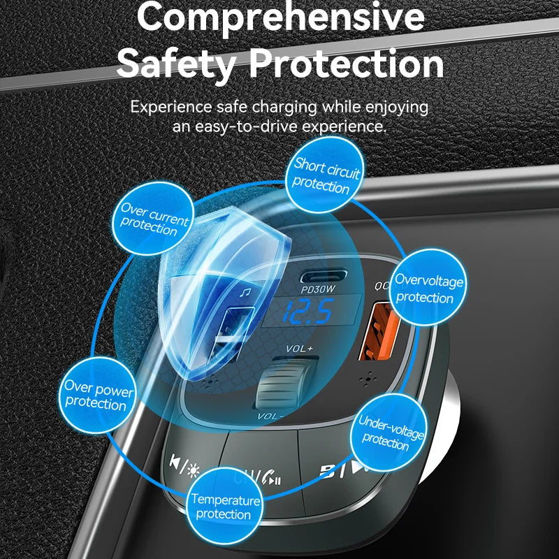 Vention FM Transmitter and Quick Charge Car Charger