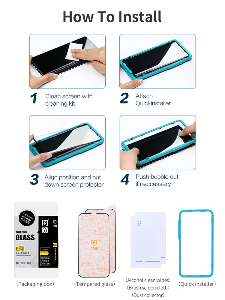 Full Cover Tempered Glass Screen Protector for iPhone 15 Series