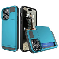 iPhone 15 Series Dual Layer Case with Sliding Card Holder