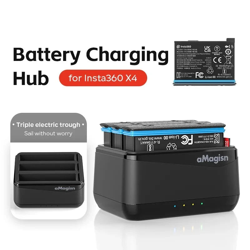 Insta360 X4 Battery Charger Case with USB Type-C Charging Hub