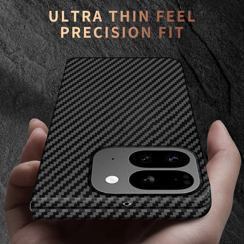 Luxury Slim Carbon Fiber Pattern Hard PC Back Case for Google Pixel 9 Pro Fold