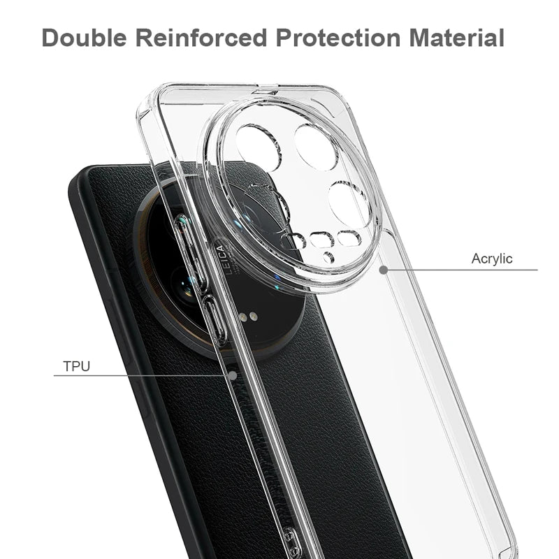 Shockproof Transparent Hard PC Case with Soft TPU Edge for Xiaomi 14 Ultra