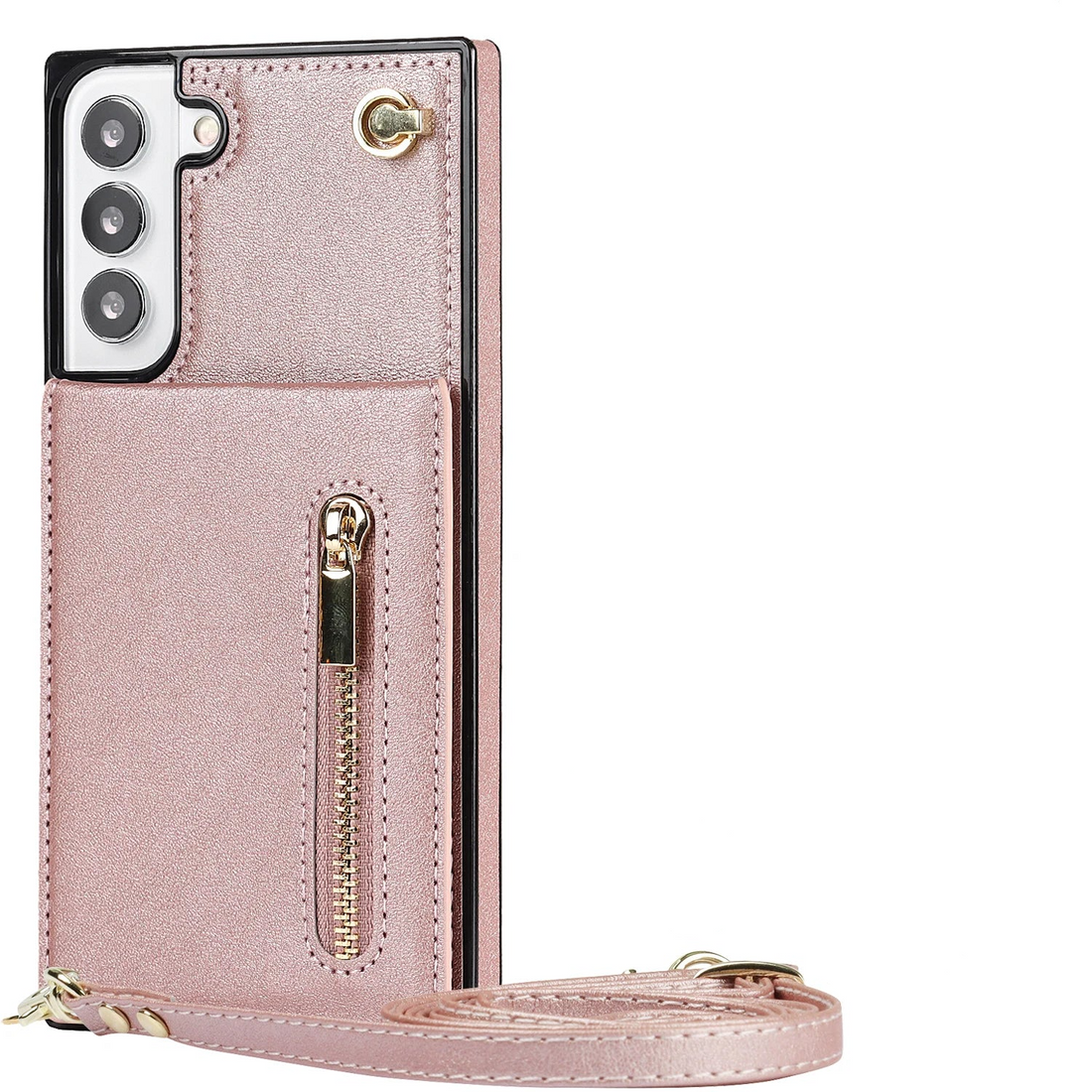 Lanyard Card Slot Cover with Zipper Wallet Crossbody Case for Samsung Galaxy S23 Series