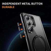 Ultra-Thin Clear Shockproof Case with Magnetic Metal Button Cover for Samsung Galaxy S24 Series