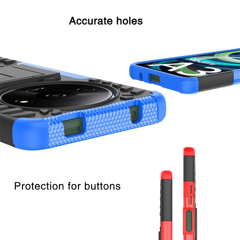 Armor Silicone Rubber Anti-Drop Phone Stand Protector Case for Xiaomi Redmi A3 Series