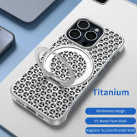 360° Rotating Bracket Ultra-Thin Rimless Shockproof Phone Case for iPhone 15 Series – Sleek Protection and Versatile Use