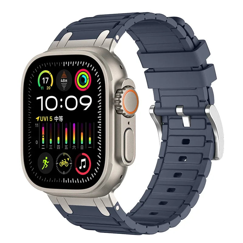 Silicone and Metal Hybrid Strap for Apple Watch Ultra