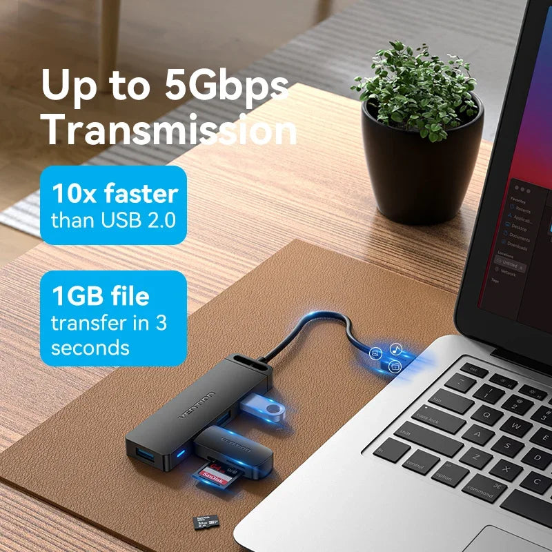 Vention 4-Port USB Type C to USB 3.0 Hub Adapter