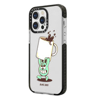 Creative Cute Bunny Drinking Coffee Soft TPU Shockproof Back Case for iPhone 15 Series