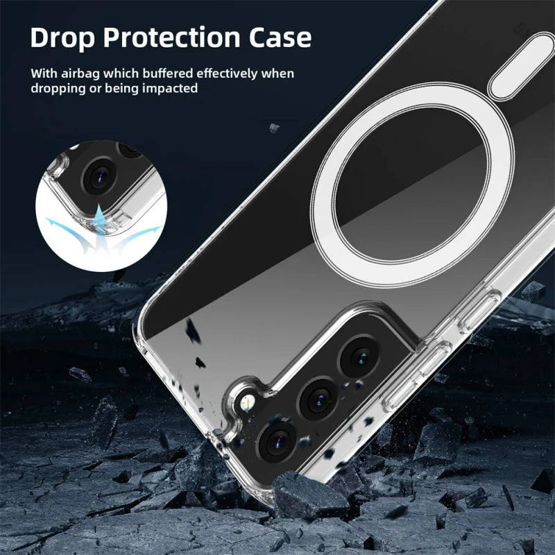 Magnetic Wireless Charging Transparent Phone Case for Samsung Galaxy S24 Series