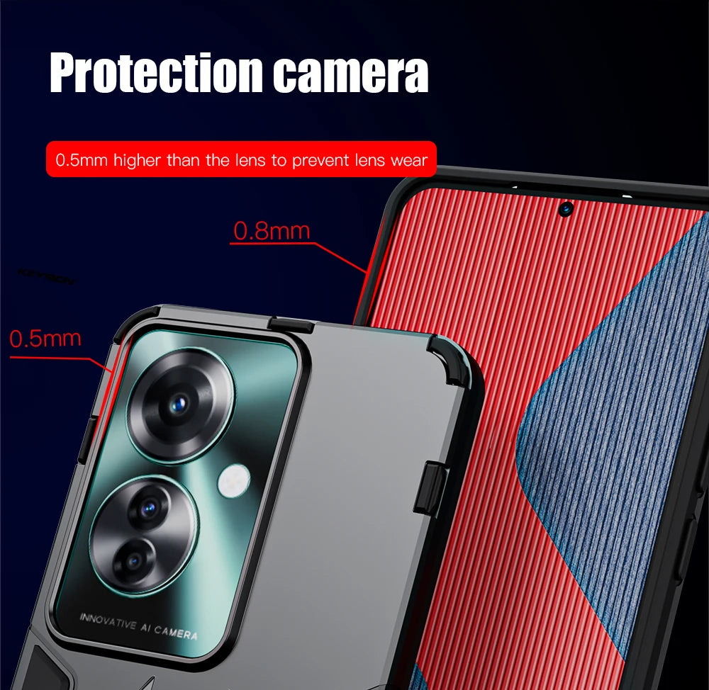 Shockproof Armor Case with Metal Ring Stand for OnePlus Nord N30 SE 5G