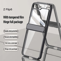 Electroplating Transparent Shockproof Phone Case with Full Hinge Protection for Samsung Galaxy Z Flip 6