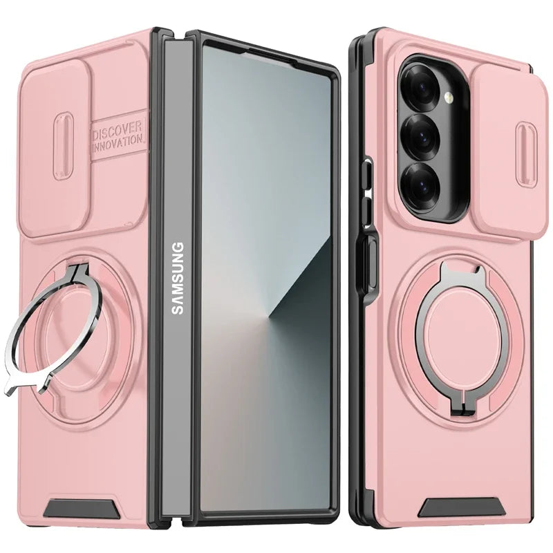 Heavy Duty Magnetic Armor Case with Ring Holder for Samsung Galaxy Z Fold 6