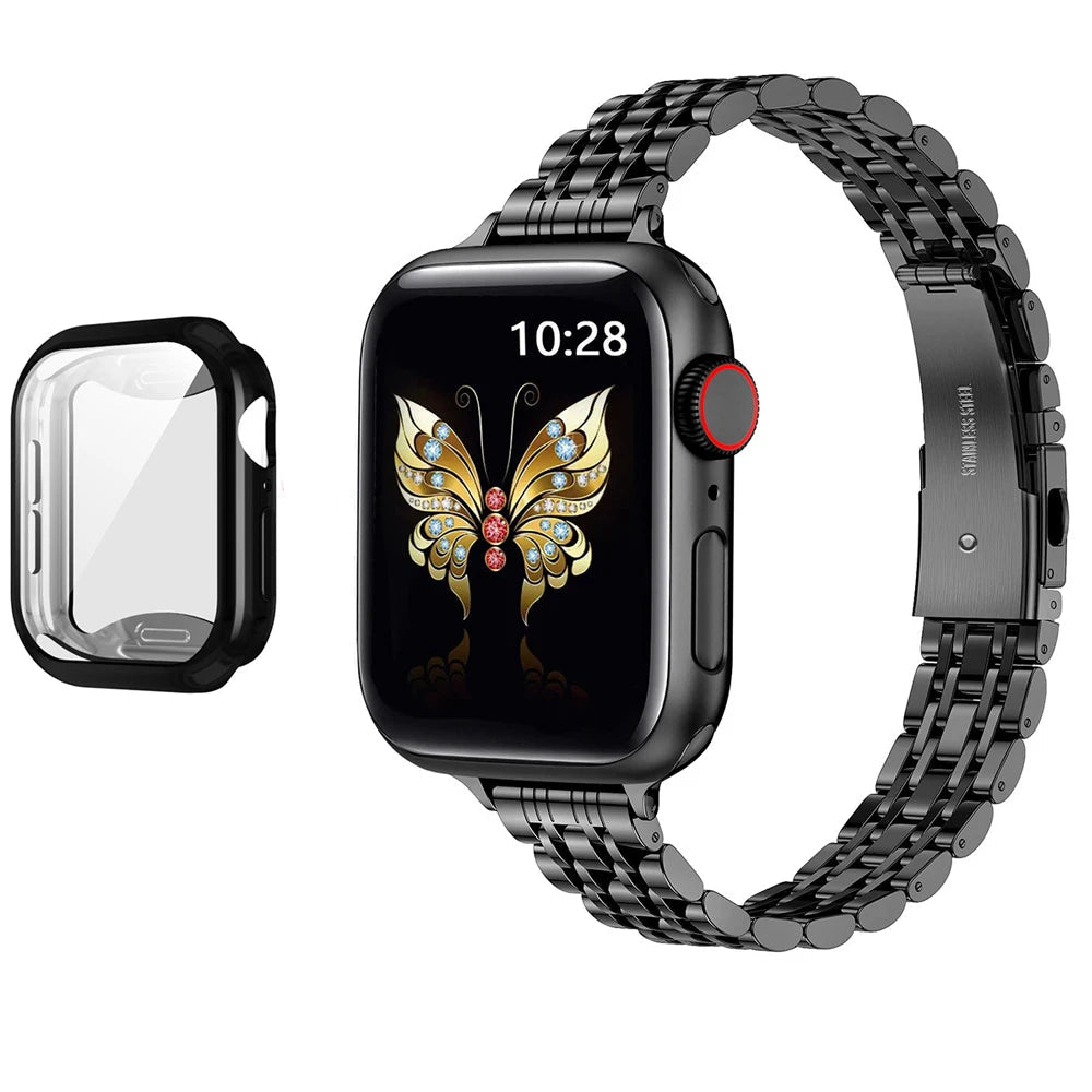 Slim Elegant Metal Strap and Protective Case for Apple Watch