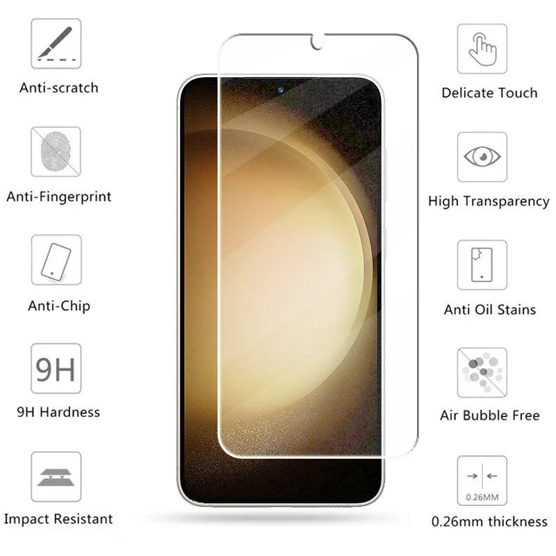 Tempered Glass Screen Protector and Lens Film for Samsung Galaxy S23 Series