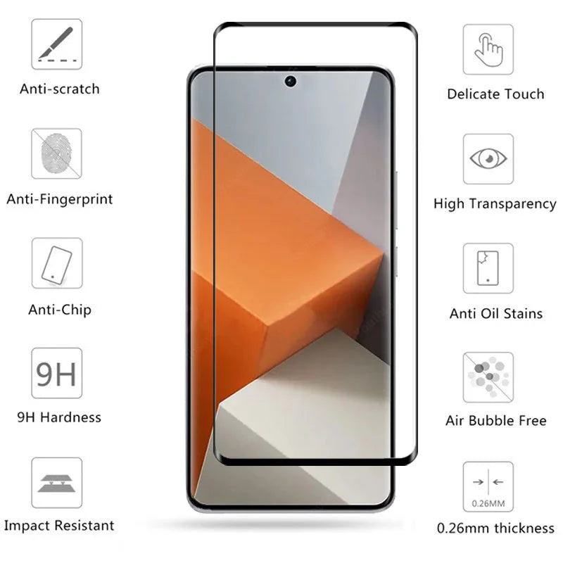 Full Cover Tempered Glass Screen Protector for Redmi Note 13 Pro Plus