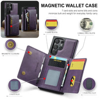 2-in-1 Detachable Magnetic Leather Case with Zipper Wallet & Card Holder for Samsung Galaxy S23