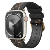 Glossy Floral Leather + Silicone Band for Apple Watch