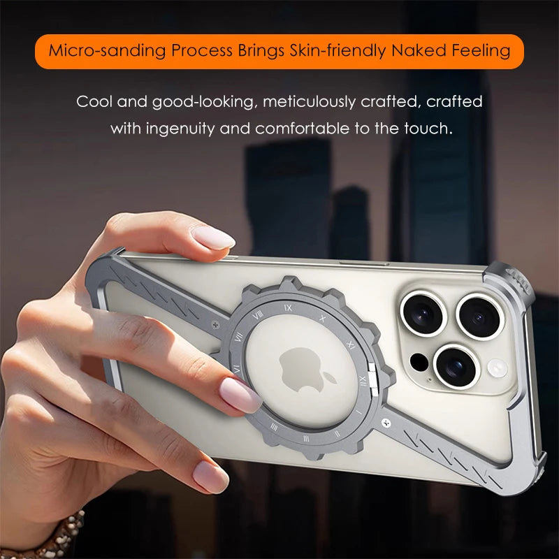 Z-Shaped Gear Design Aluminum Alloy Magnetic Case for iPhone 16 Series