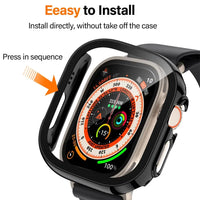 Waterproof Case for Apple Watch with Edge Screen Protector Glass and Cove