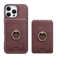 2-in-1 Leather Wallet Case with Detachable Vertical Card Slot and Ring Holder for iPhone 15 Series