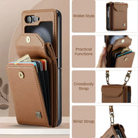 Card Slot Wallet Crossbody Lanyard Leather Case for Samsung Galaxy Z Flip 5