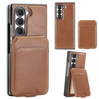 RFID Blocking Leather Wallet Case with Tempered Glass for Samsung Galaxy Z Fold 6