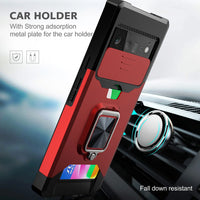 Card Slot Metal Ring Holder Phone Case for Google Pixel 8 Series