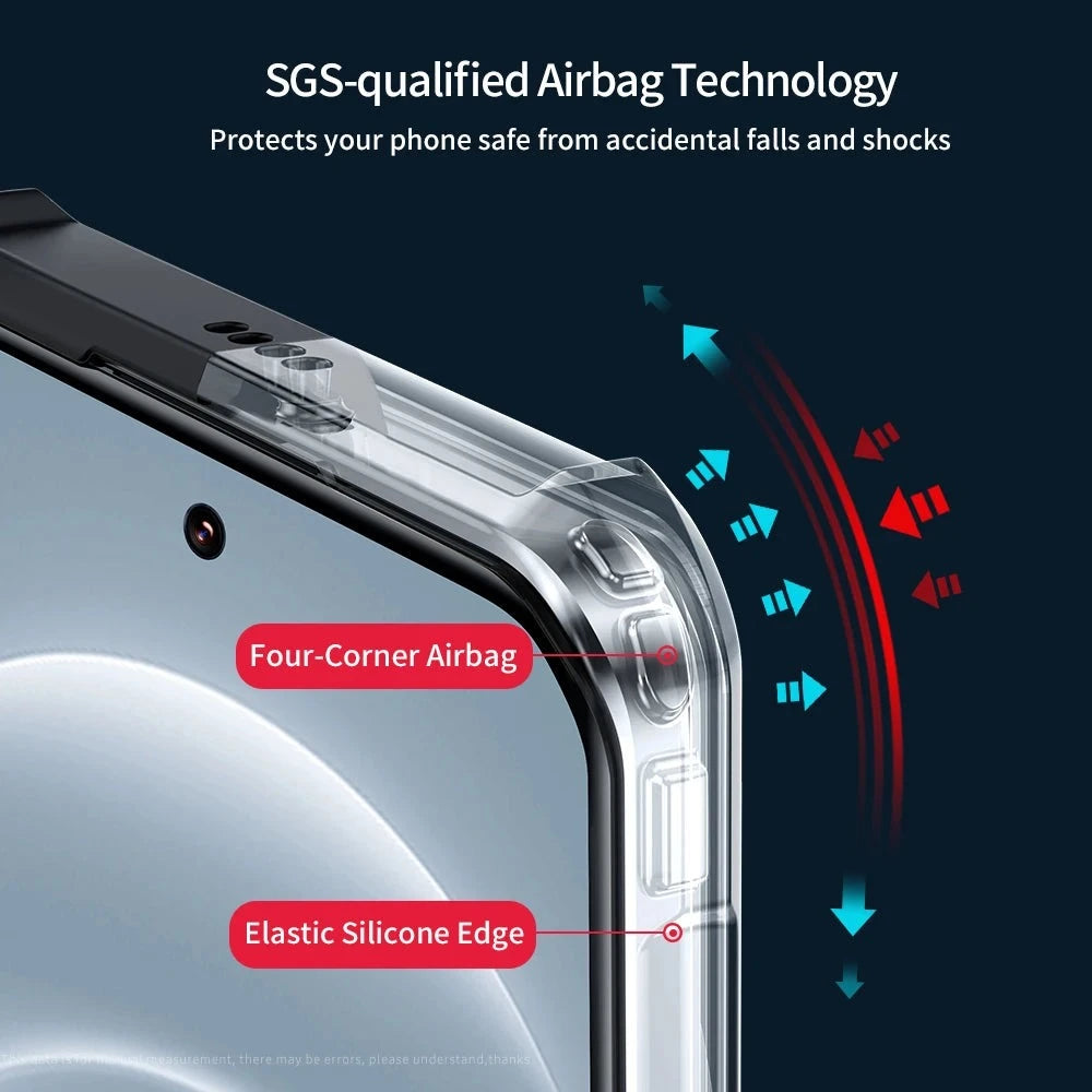 Transparent Airbag Shockproof Phone Case with Camera Protection Back Stripe for Xiaomi 14 Ultra