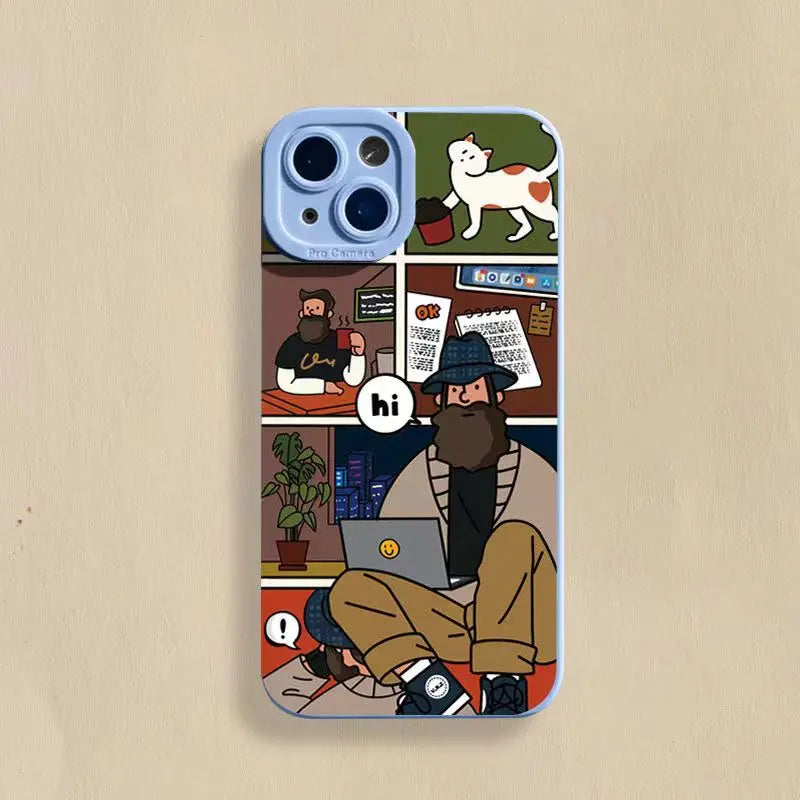 Cartoon Patterned Mini Shockproof Soft Rear Case for iPhone 14 Series