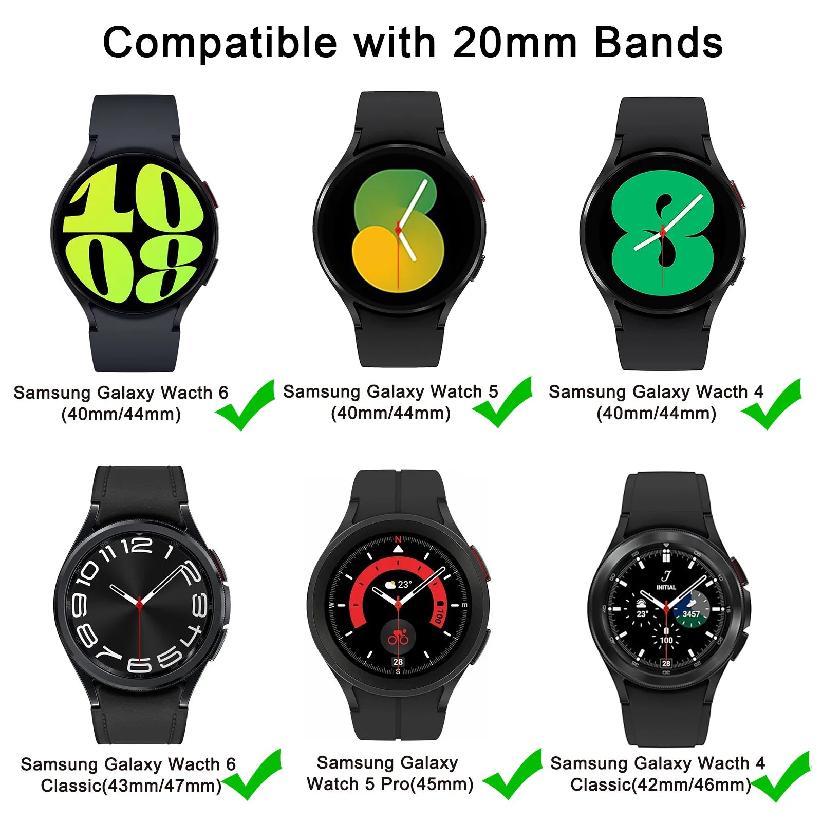 Silicone Band for Samsung Galaxy Watch 6 and Galaxy Watch 6 Classic