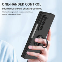 Magnetic Ring Plastic Phone Case with Hinge Protection for Samsung Galaxy Z Fold 5