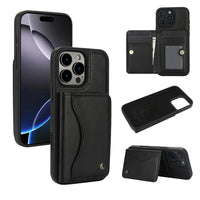 iPhone 16 Series Shockproof Wallet Case with Card Slot and Stand