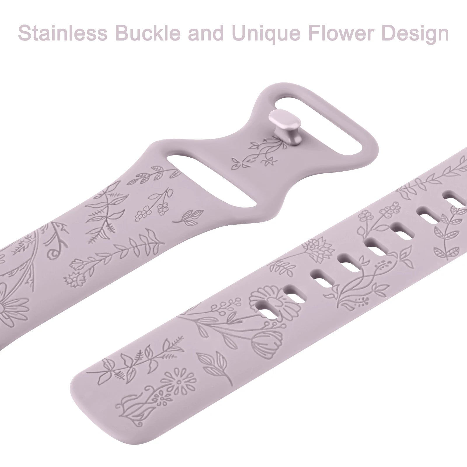 Flower Engraved Silicone Band for Fitbit Versa 4