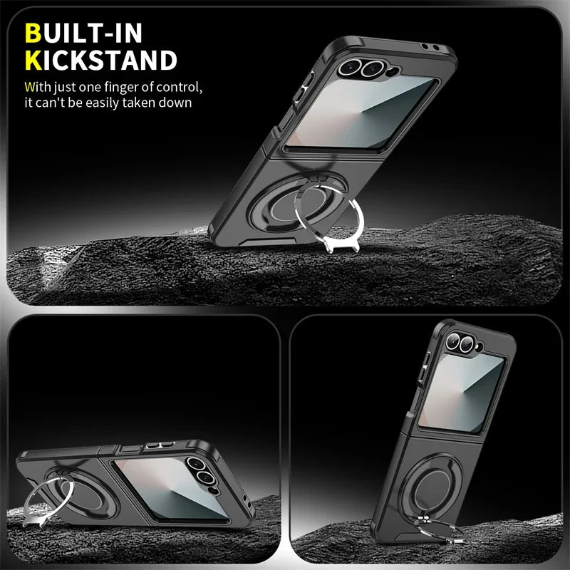 Magnetic Heavy Duty Armor Case with Ring Holder for Samsung Galaxy Z Flip 6